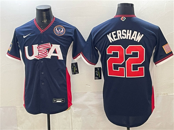 USA Clayton Kershaw USA Baseball navy Classic jersey