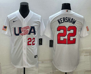 USA Clayton Kershaw Number USA Baseball white Classic jersey