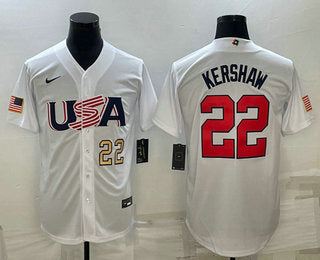USA Clayton Kershaw Number USA Baseball white Classic jersey