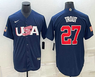 USA Mike Trout USA Baseball navy Classic jersey