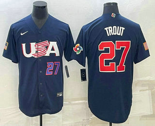 USA Mike Trout Number USA Baseball navy Classic jersey
