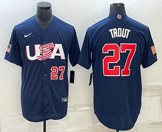 USA Mike Trout Number USA Baseball navy Classic jersey