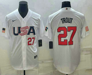 USA Mike Trout Number USA Baseball white Replica jersey