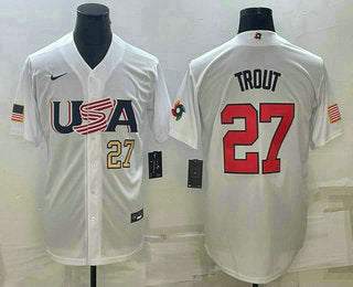 USA Mike Trout Number USA Baseball white Replica jersey