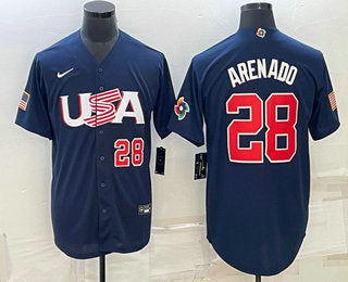 USA Nolan Arenado Number USA Baseball navy Classic jersey