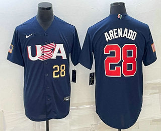 USA Nolan Arenado Number USA Baseball navy Classic jersey