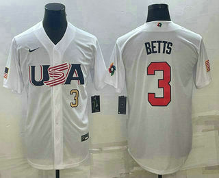USA Mookie Betts Number USA Baseball white Replica jersey