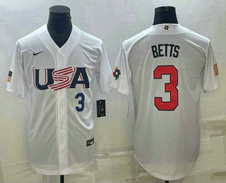 USA Mookie Betts Number USA Baseball white Replica jersey