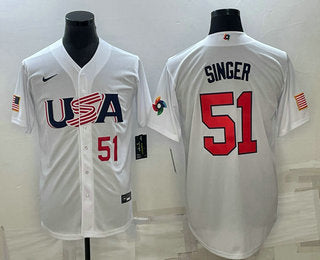 USA Brady Singer Number USA Baseball white Classic jersey