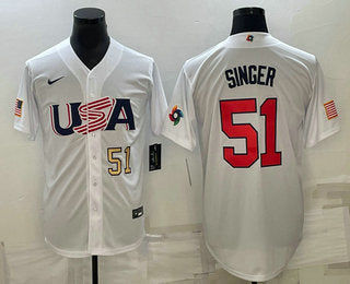 USA Brady Singer Number USA Baseball white Classic jersey