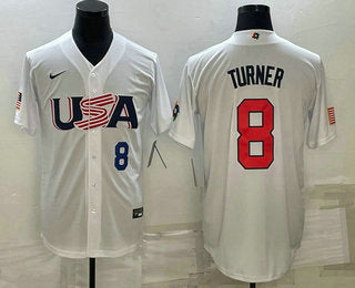 USA Trea Turner Number USA Baseball white Classic jersey