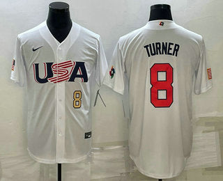 USA Trea Turner Number USA Baseball white Classic jersey