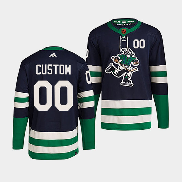 Custom Vancouver Canucks navy Reverse Retro jersey