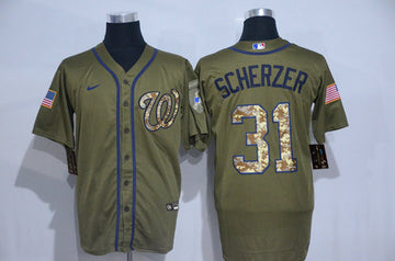 Max Scherzer Washington Nationals olive jersey