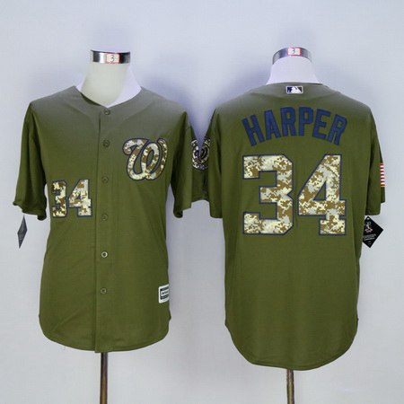 Bryce Harper Washington Nationals green Salute To Service jersey