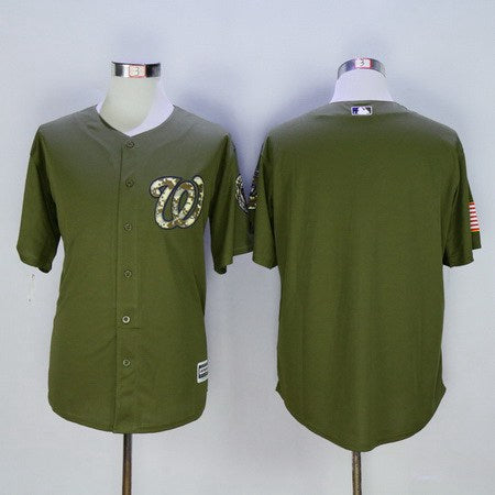 Custom Washington Nationals green Salute To Service jersey