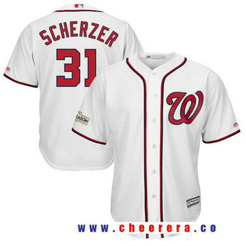 Max Scherzer Majestic Washington Nationals white jersey