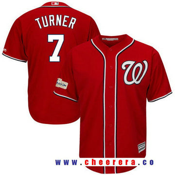 Trea Turner Majestic Washington Nationals scarlet jersey