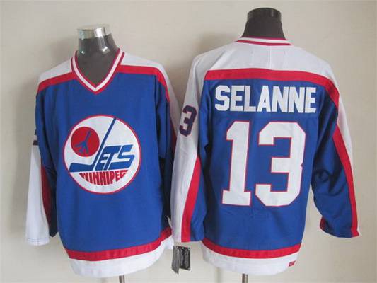 Teemu Selanne Winnipeg Jets blue Throwback jersey