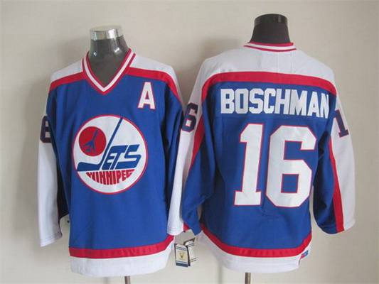 Laurie Boschman Winnipeg Jets blue Throwback jersey