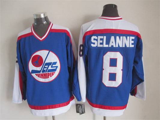 Teemu Selanne Winnipeg Jets blue Throwback jersey