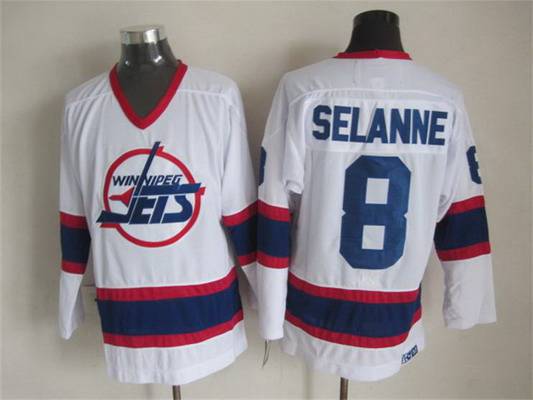 Teemu Selanne Winnipeg Jets white Throwback jersey