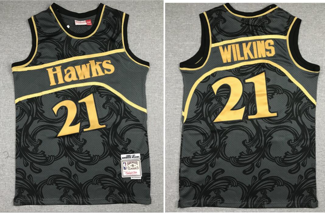 Men Atlanta Hawks black Throwback jersey