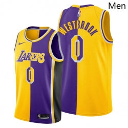 Men Russell Westbrookgold Los Angeles Lakers purple Split jersey