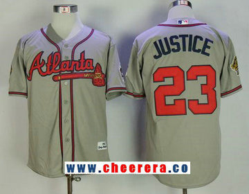 David Justice Atlanta Braves gray Throwback jersey