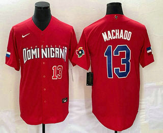 Manny Machado Number Dominican Republic Baseball red Classic jersey