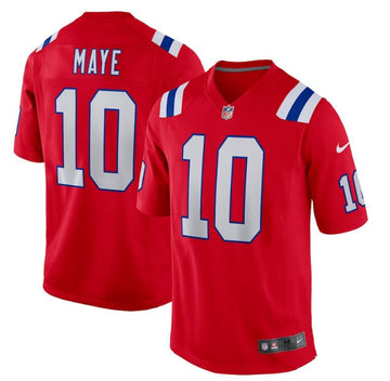 Drake Maye Nike New England Patriots red Vapor jersey