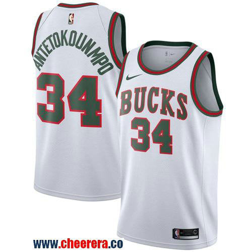 Nike Giannis Antetokounmpo Milwaukee Bucks white Throwback jersey