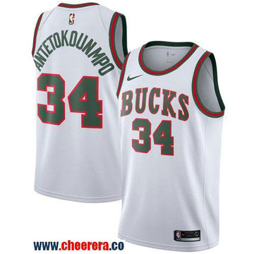 Nike Giannis Antetokounmpo Milwaukee Bucks white Throwback jersey