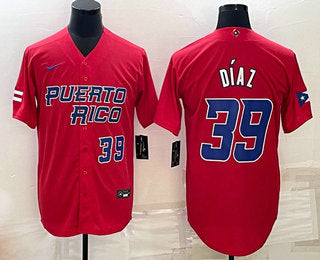 Edwin Diaz Number Puerto Rico Baseball red Classic jersey