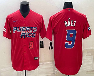 Javier Baez Number Puerto Rico Baseball red Classic jersey