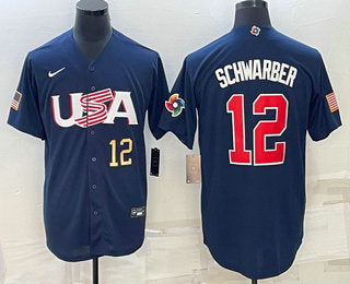 USA Kyle Schwarber Number USA Baseball navy Classic jersey