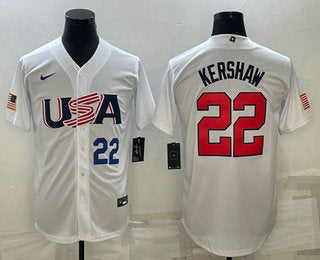USA Clayton Kershaw Number USA Baseball white Classic jersey