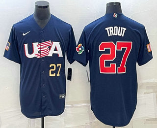 USA Mike Trout Number USA Baseball navy Classic jersey