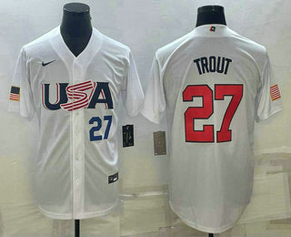 USA Mike Trout Number USA Baseball white Replica jersey