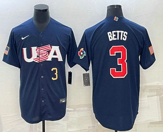 USA Mookie Betts Number USA Baseball navy Classic jersey