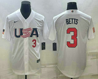 USA Mookie Betts Number USA Baseball white Replica jersey
