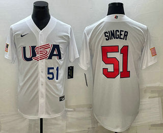 USA Brady Singer Number USA Baseball white Classic jersey
