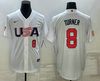 USA Trea Turner Number USA Baseball white Classic jersey