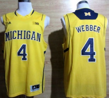 Chirs Webber Michigan Wolverines yellow jersey