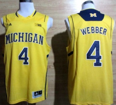 Chirs Webber Michigan Wolverines yellow jersey