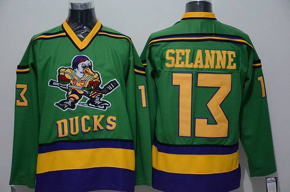 Teemu Selanne Anaheim Ducks green Throwback jersey
