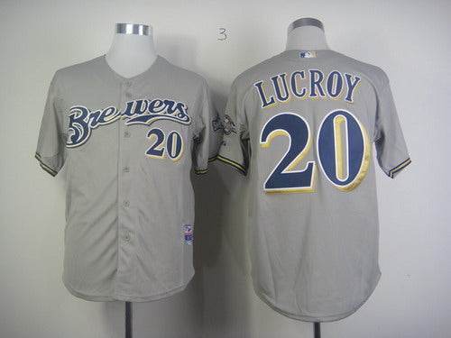 MLB Jonathan Lucroy Milwaukee Brewers gray jersey
