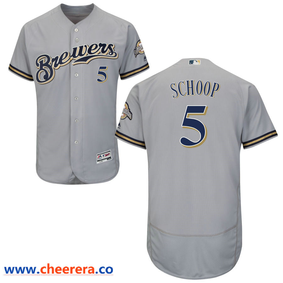 Jonathan Schoop Majestic Milwaukee Brewers gray Road jersey