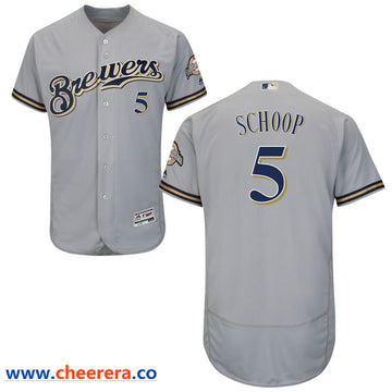 Jonathan Schoop Majestic Milwaukee Brewers gray Road jersey