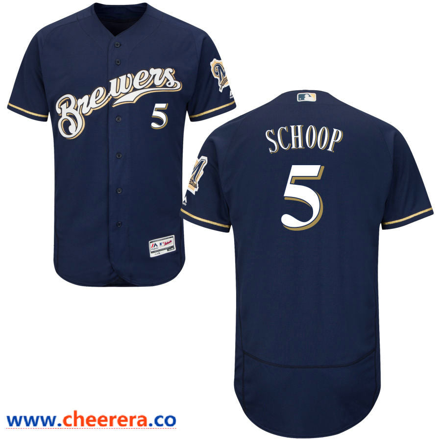 Jonathan Schoop Majestic Milwaukee Brewers navy jersey